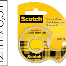 Miniportarrollos Scotch con cinta adhesiva doble cara 6,3 m.x12mm.