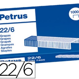 Caja 1.000 grapas Petrus nº 22/6 24/6 cobreadas