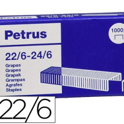 Caja 1.000 grapas Petrus nº 22/6 galvanizadas