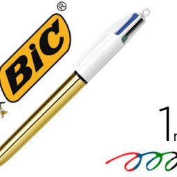 Bolígrafo Bic 4 colores Shine dorado metalizado