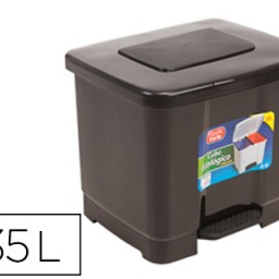 Papelera contenedor plástico gris oscuro 35l. con pedal 2 compartimentos