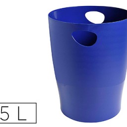 Papelera plástico Exacompta ecoblack azul 15 l.