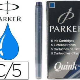 5 cartuchos tinta estilográfica Parker azul permanente