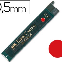 12 minas Faber Castell 0,5mm. color rojo