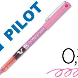 Bolígrafo roller Pilot V-5 punta aguja tinta rosa 0,5 mm.