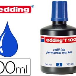 Tinta rotulador edding T-100 azul frasco de 100ml.