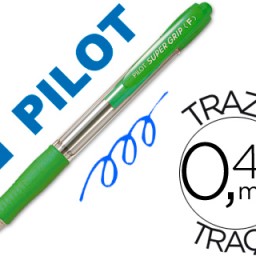 Bolígrafo Pilot Super Grip verde claro tinta azul