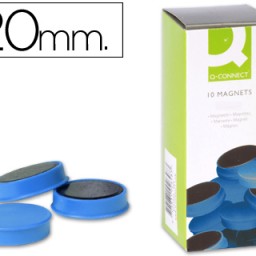 10 imanes Q-Connect para pizarra ø20mm. azul