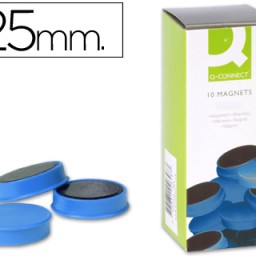 10 imanes Q-Connect para pizarra ø25mm. azul