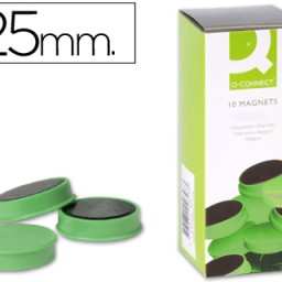 10 imanes Q-Connect para pizarra ø25mm. verde