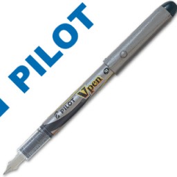 Pluma Pilot V pen desechable plata tinta negra