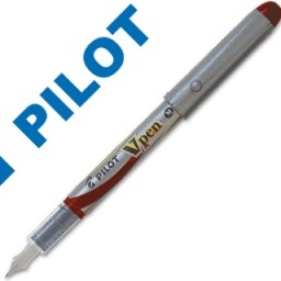 Pluma Pilot V pen desechable plata tinta roja