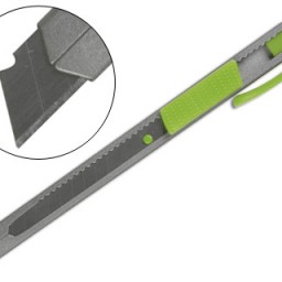 Cúter Q-Connect metálico cuchilla estrecha verde