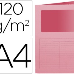 Subcarpeta cartulina Q-Connect A4 rosa con ventana