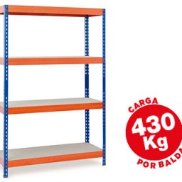 Estantería ar storage metálica 4 estantes 430 Kg. azul naranja