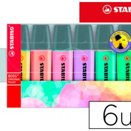 6 marcadores fluorescentes Stabilo Boss Original colores pastel surtidos