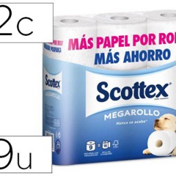 9 rollos papel higiénico Scottex doble largo 2 capas