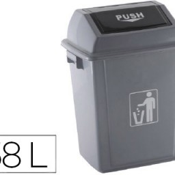 Papelera contenedor plástico gris Q-Connect  tapa balancin 58 litros