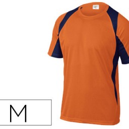 Camiseta manga corta cuello redondo color naranja-marino talla M