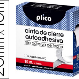 Rollo de cinta velcro adhesiva Plico color blanco 20mm.x10m.