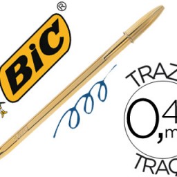 Bolígrafo Bic Cristal Celebration oro tinta azul